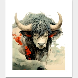 Chinese Mythology: The White Bull of Kunlun (Knock-Out with light background) Posters and Art